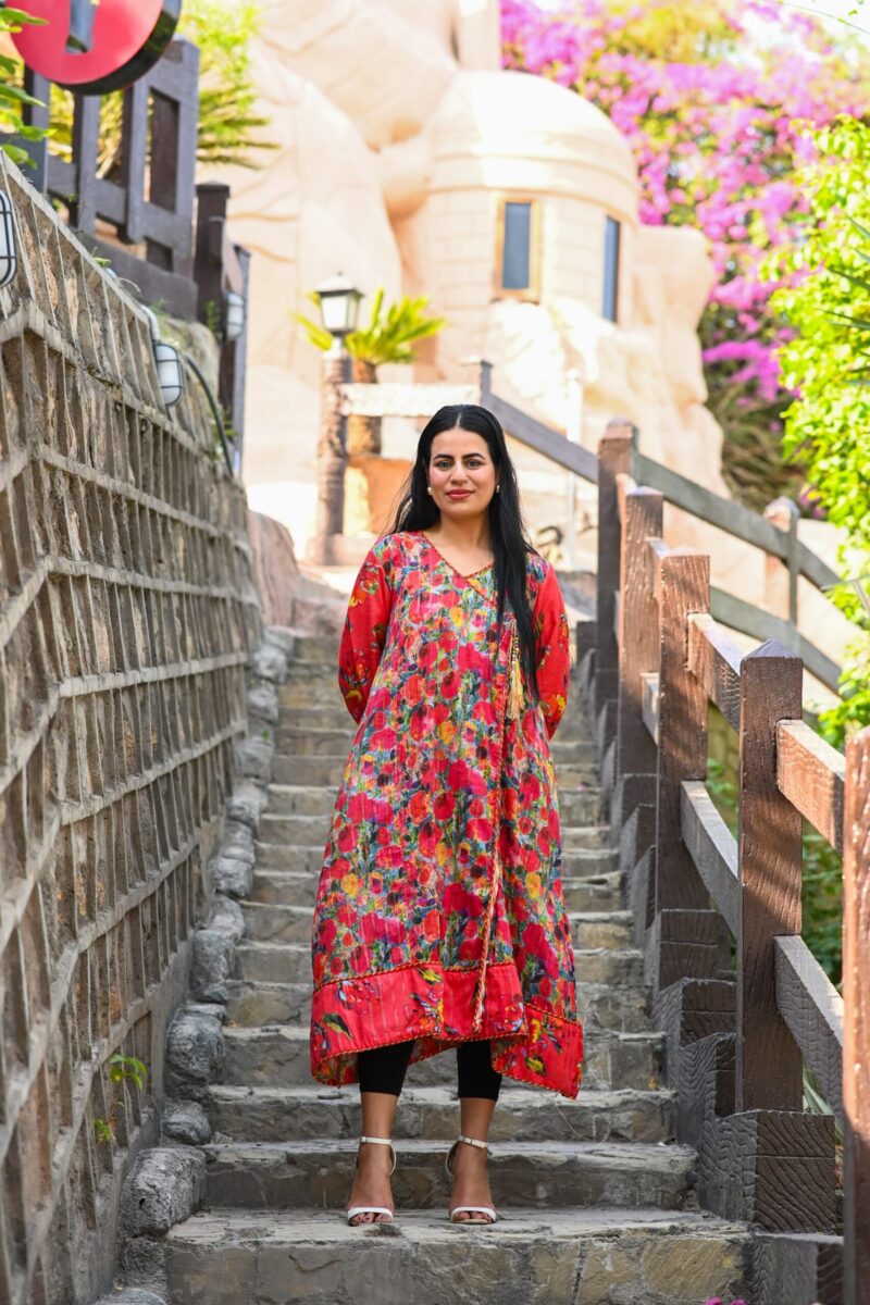 Red Floral Angrakha