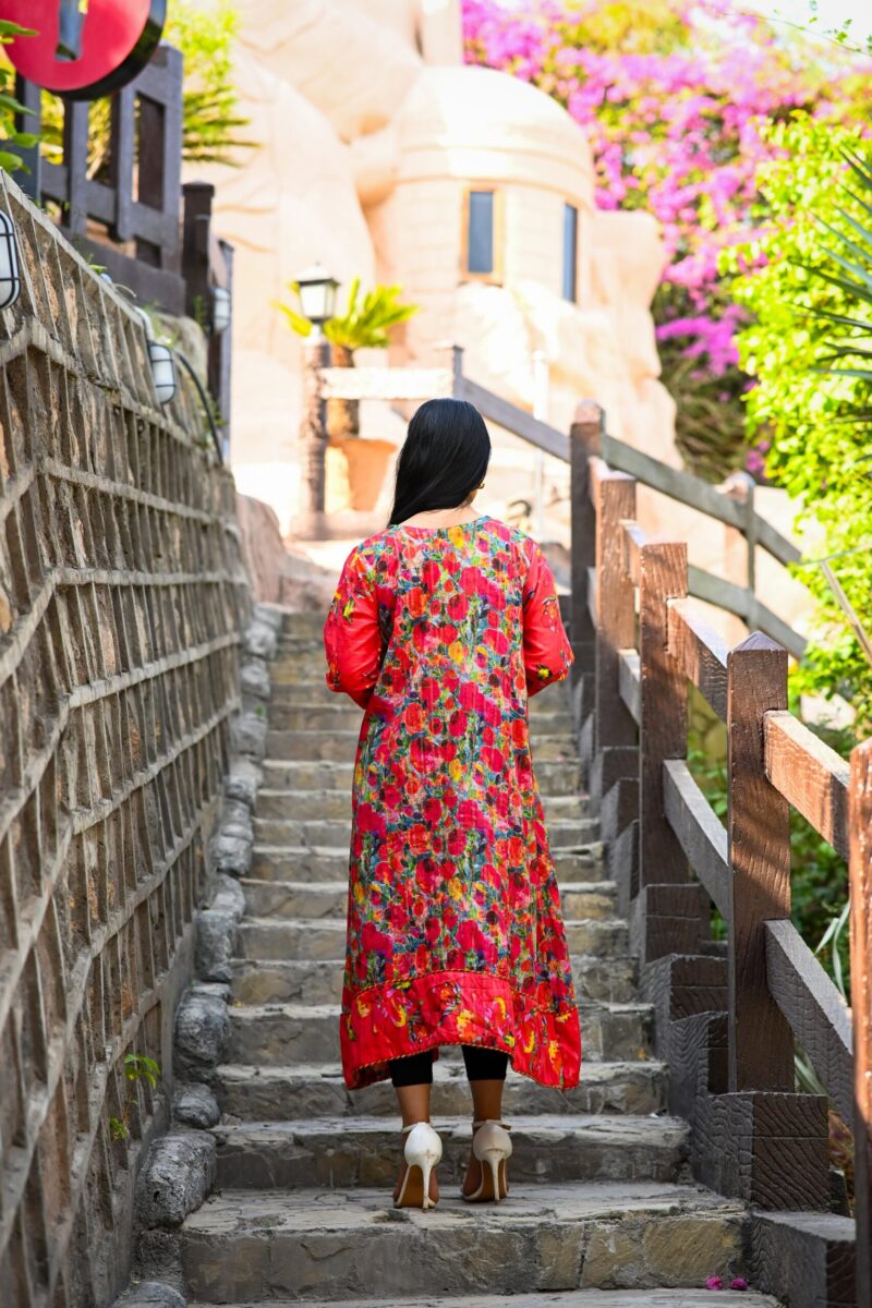 Red Floral Angrakha - Image 6