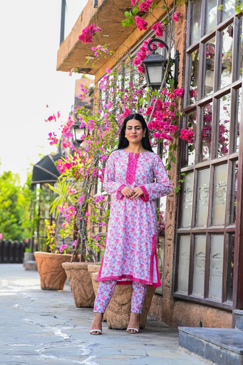 Pink Blossom Floral Kurta Set