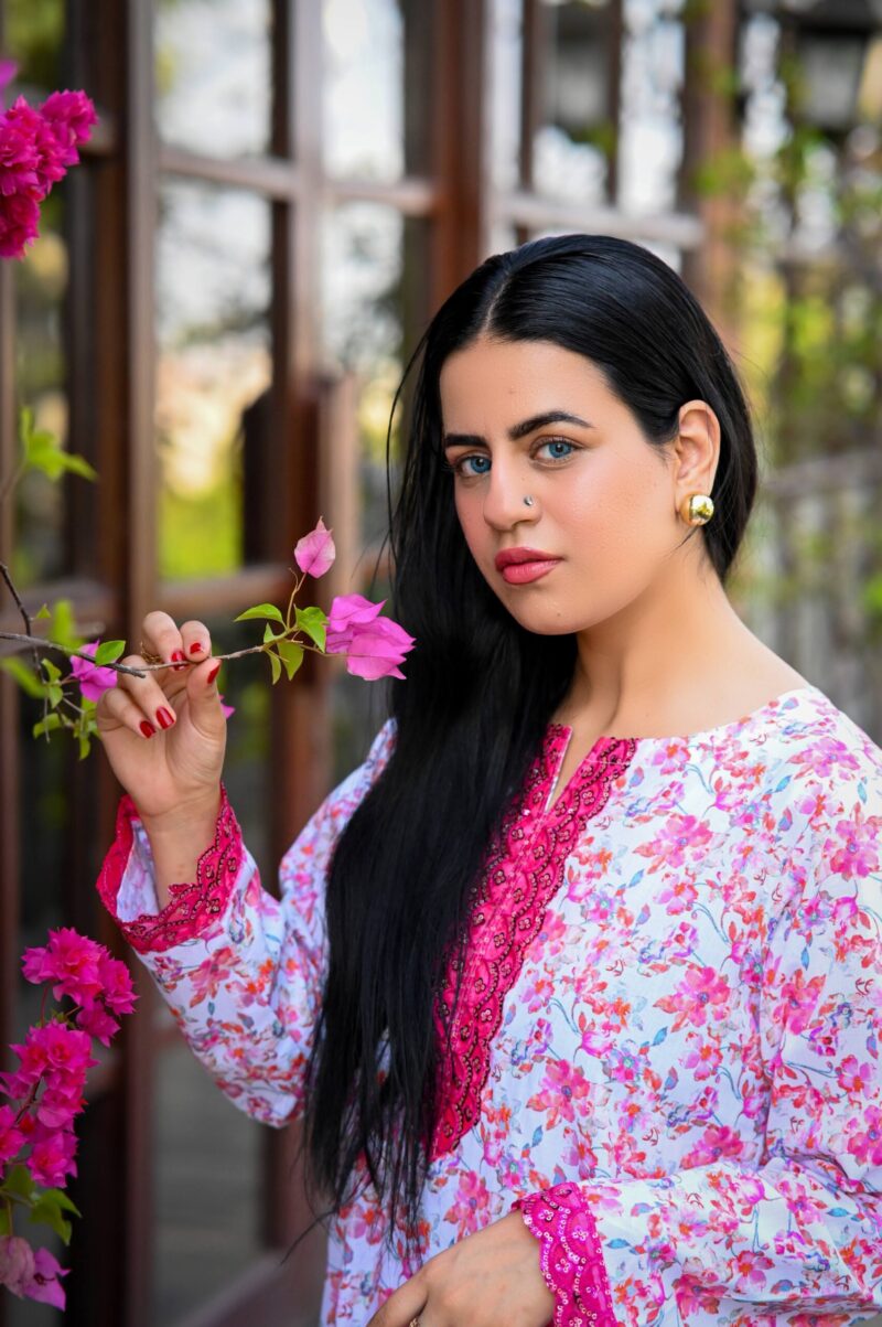 Pink Blossom Floral Kurta Set - Image 4