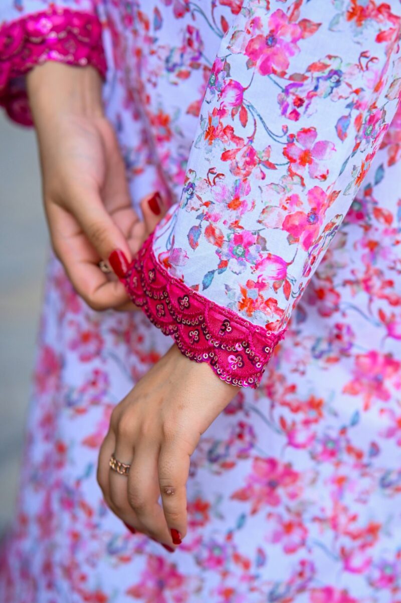 Pink Blossom Floral Kurta Set - Image 5